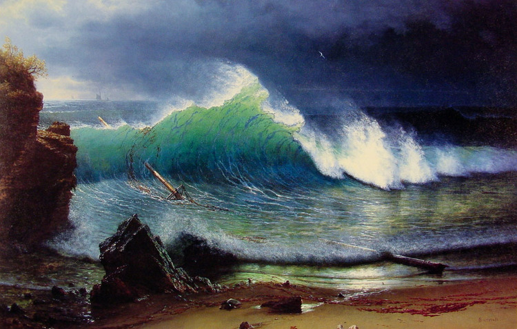 Albert Bierstadt Oil Painting The Shore of the Turquoise Sea